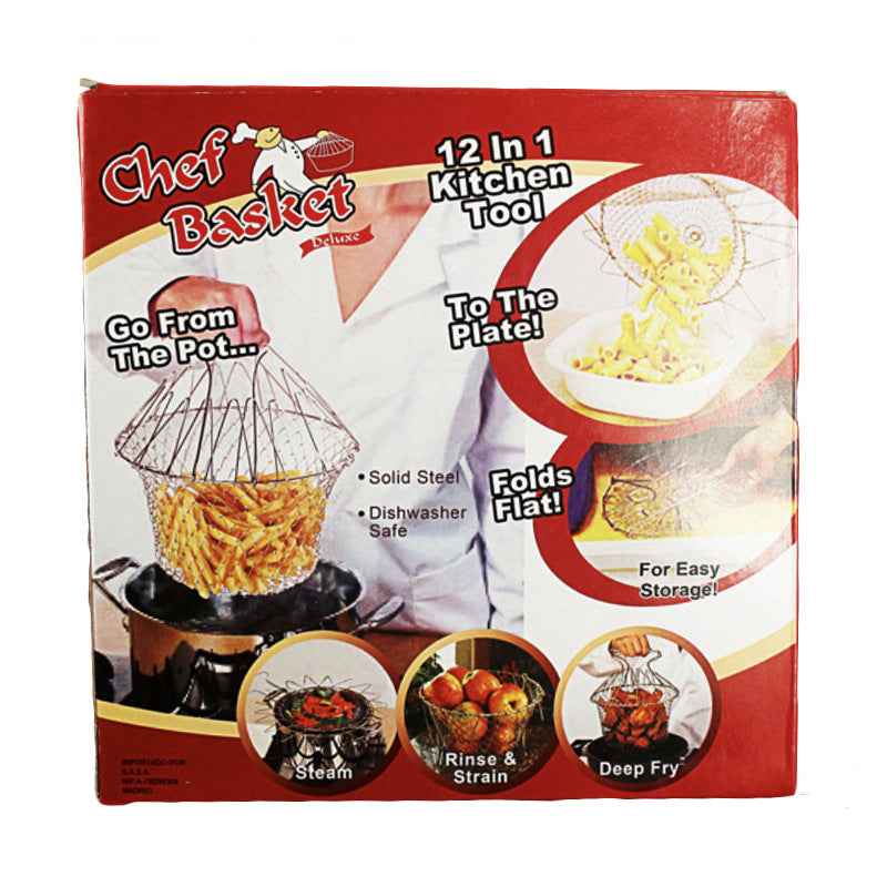 304 Stainless Steel Frying Basket — Retractable Folding Drain Strainer for Fries & Fried Foods