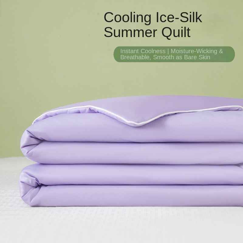 Ice Silk Summer Quilt — Antibacterial Cooling Thin Comforter for Single & Double Beds