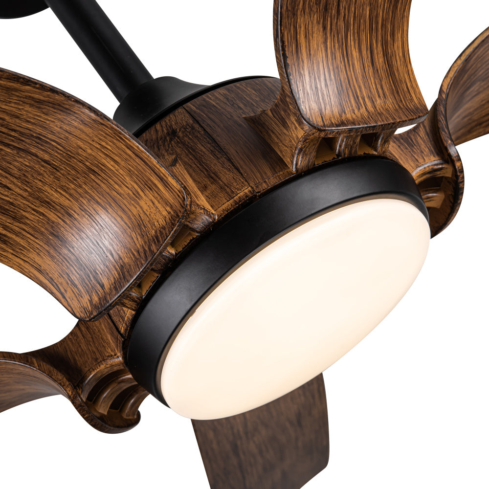 Smart 56" Integrated LED Ceiling Fan with  Antique Black Blades in Matte Black Fan Body Finish