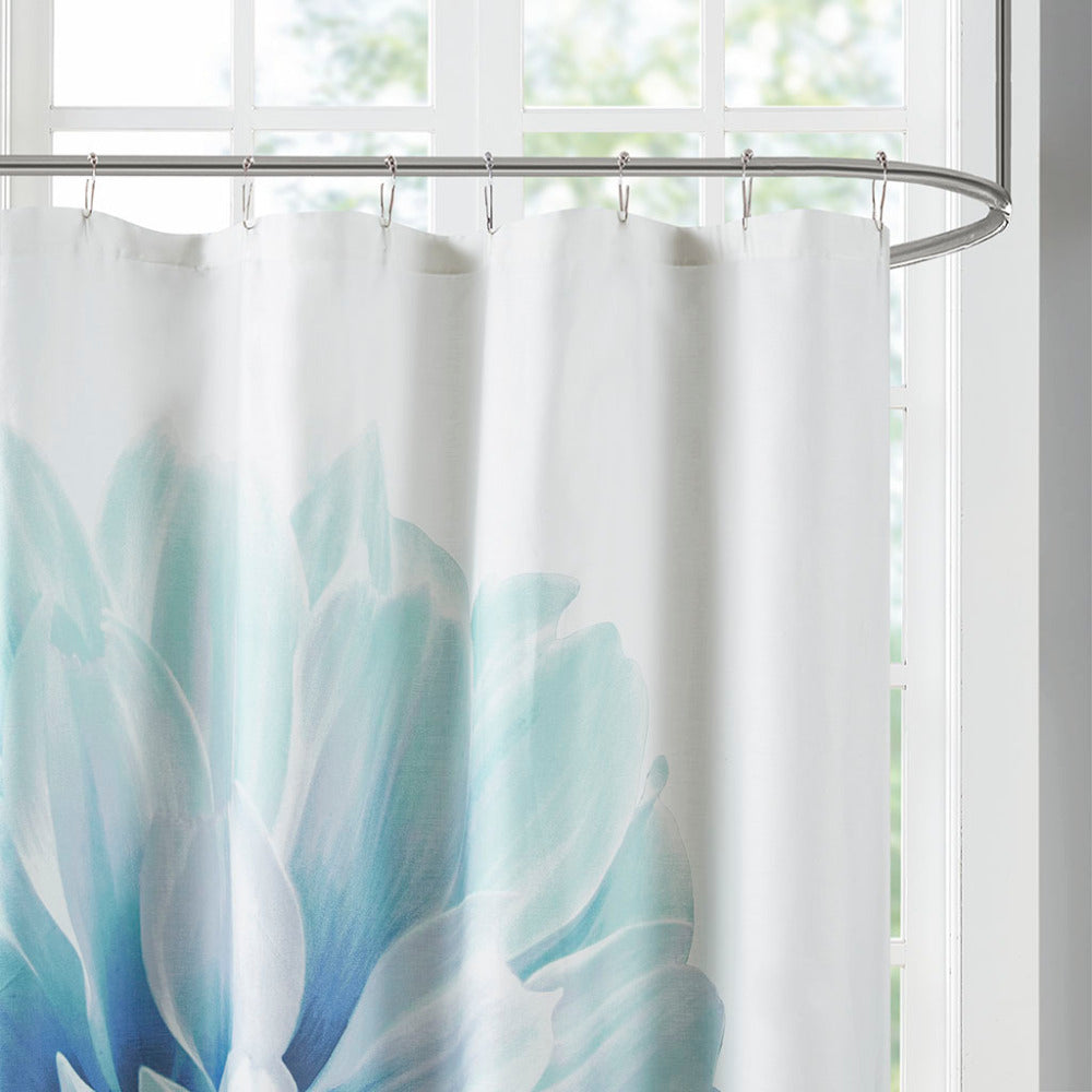 Printed Floral Cotton Shower Curtain