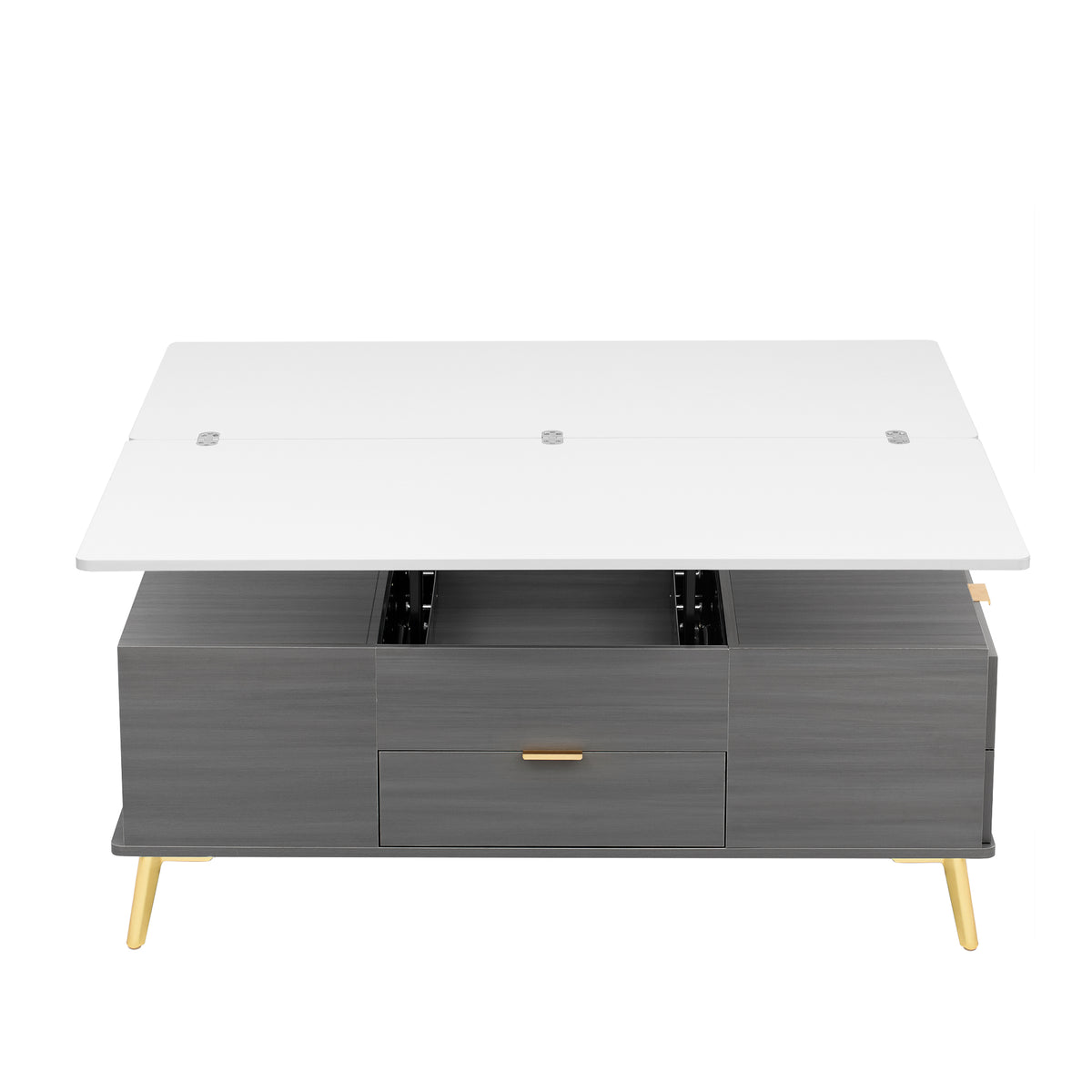 Modern Lift Top Coffee Table Multi Functional Table with Drawers in Gray &amp; White