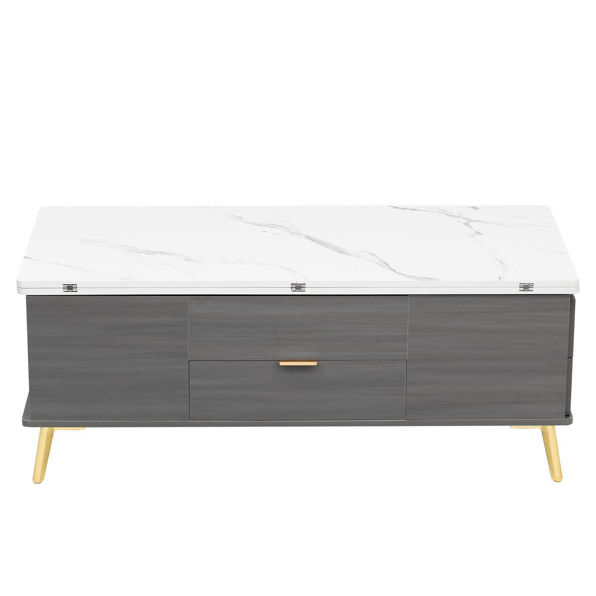 Modern Lift Top Coffee Table Multi Functional Table with Drawers in Gray &amp; White