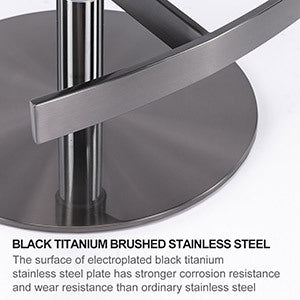Black Titanium Stainless Steel Bar Stools,Grade Modern Leather Bar Chair with Backrest,Swivel Adjustable Height for Kitchen Counter and Dining Room (Grey 1pc)