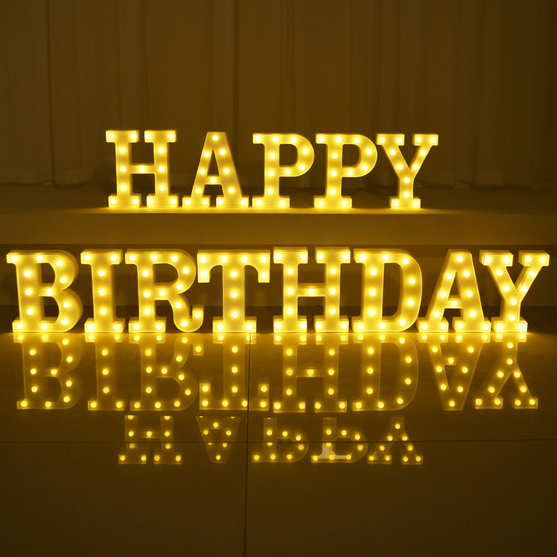 Letter Lights English Numbers Romantic Surprise Birthday Confession Proposal Layout Creative Supplies Scene Decoration Lamp
