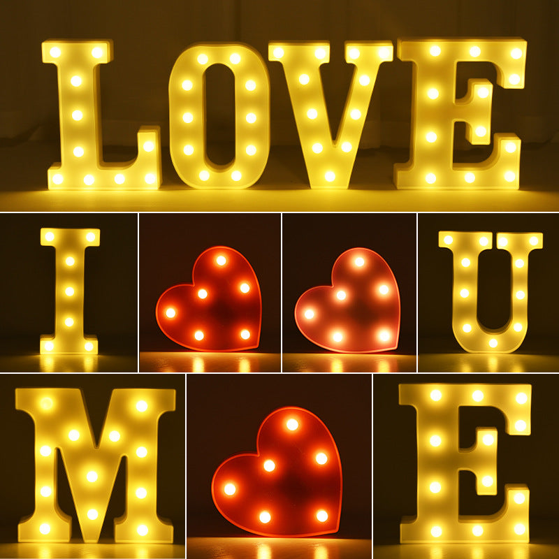 Letter Lights English Numbers Romantic Surprise Birthday Confession Proposal Layout Creative Supplies Scene Decoration Lamp