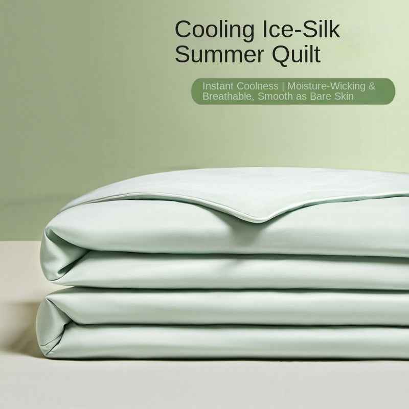 Ice Silk Summer Quilt — Antibacterial Cooling Thin Comforter for Single & Double Beds