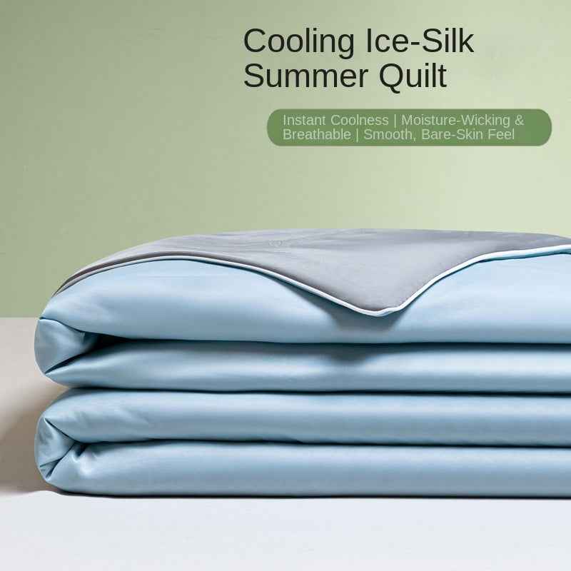 Ice Silk Summer Quilt — Antibacterial Cooling Thin Comforter for Single & Double Beds