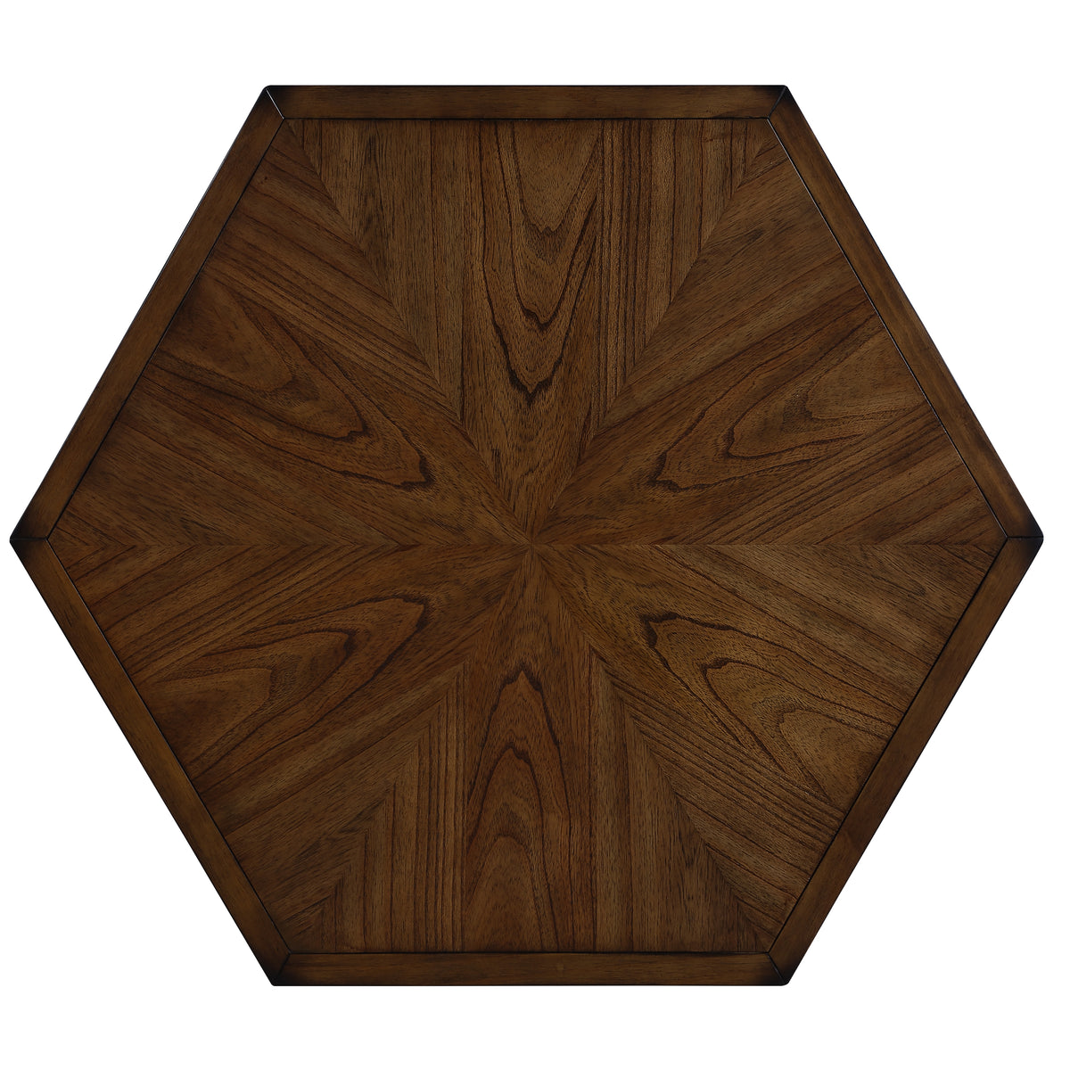 2 Tier Retro Hexagon Living Room Solid Wood Coffee Table with Shelf &amp; Drawer, 36'' Mid-Century Center Coffee Table for Living Room, Office. Cherry