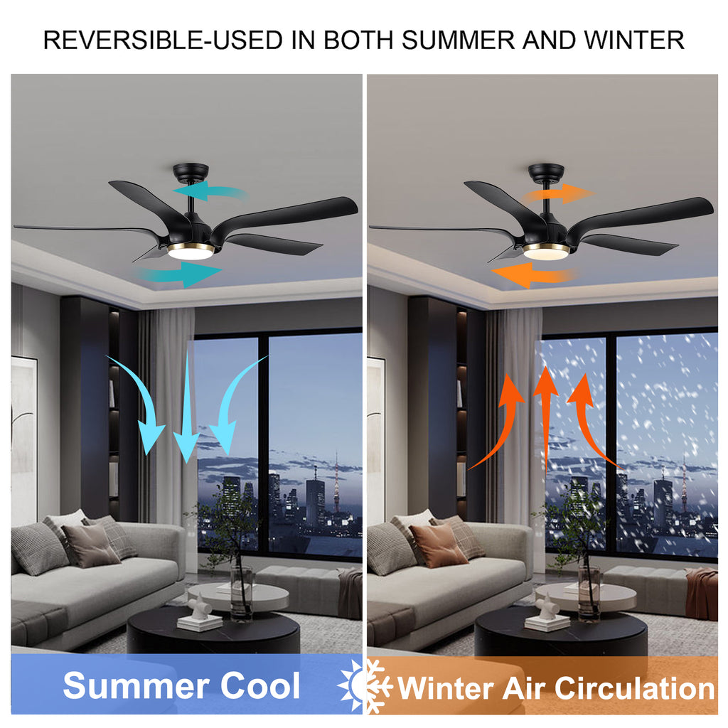 Smart 56" Integrated LED Ceiling Fan with  Antique Black Blades in Matte Black Fan Body Finish