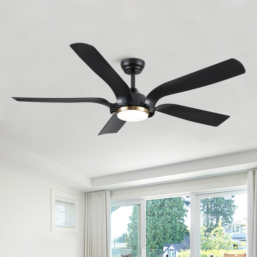 Smart 56" Integrated LED Ceiling Fan with  Antique Black Blades in Matte Black Fan Body Finish