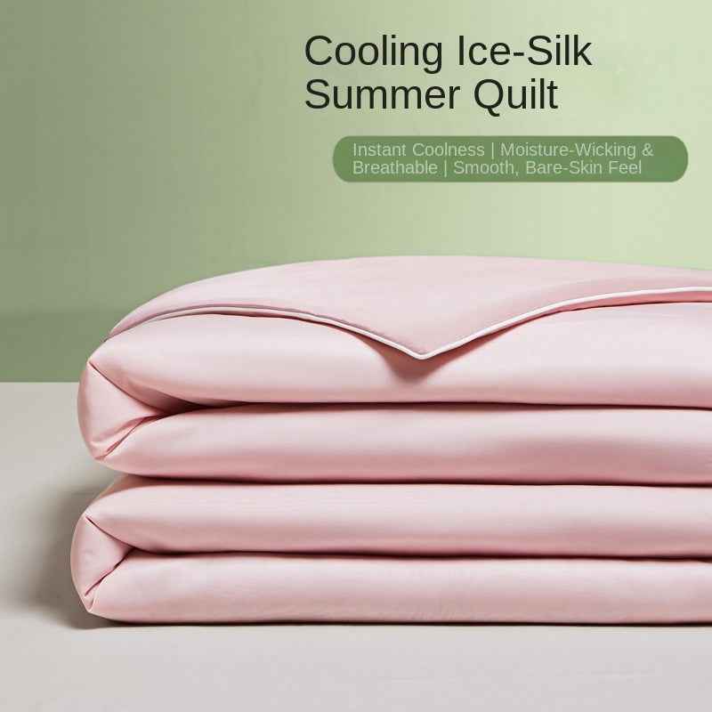 Ice Silk Summer Quilt — Antibacterial Cooling Thin Comforter for Single & Double Beds