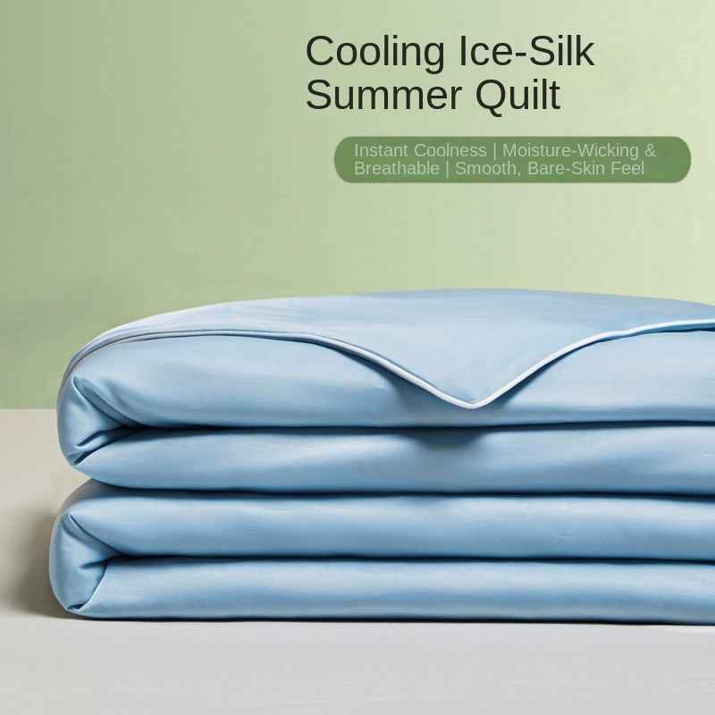 Ice Silk Summer Quilt — Antibacterial Cooling Thin Comforter for Single & Double Beds