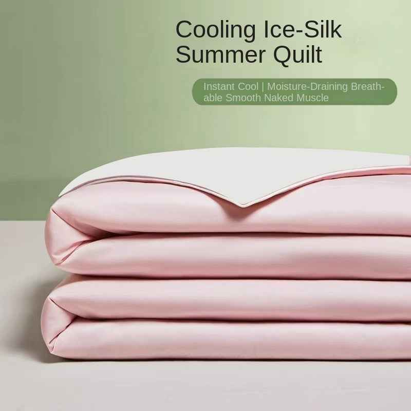 Ice Silk Summer Quilt — Antibacterial Cooling Thin Comforter for Single & Double Beds