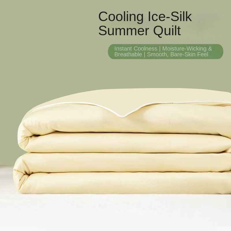 Ice Silk Summer Quilt — Antibacterial Cooling Thin Comforter for Single & Double Beds
