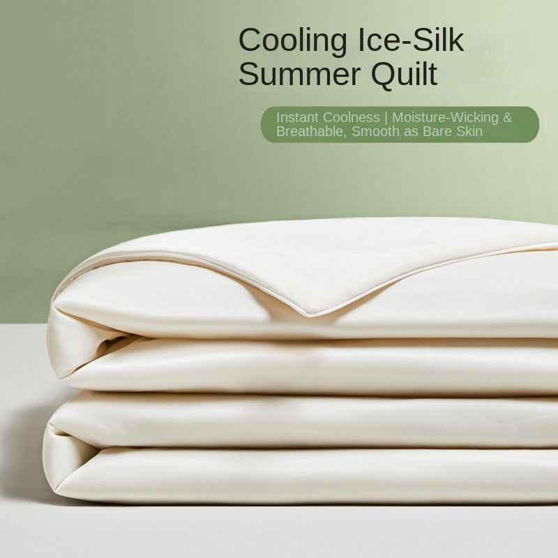Ice Silk Summer Quilt — Antibacterial Cooling Thin Comforter for Single & Double Beds