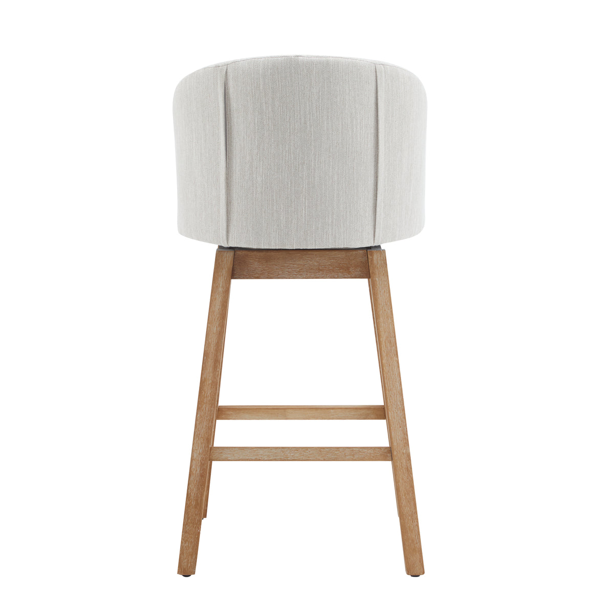 33.25" Swivel Counter Stools Set of 2, Upholstered Counter Height Bar Stools with Solid Rubber Wood Frame, Backrest, Footrest, Armless Barstools for Home Bar, Kitchen Counter, Natural + Beige