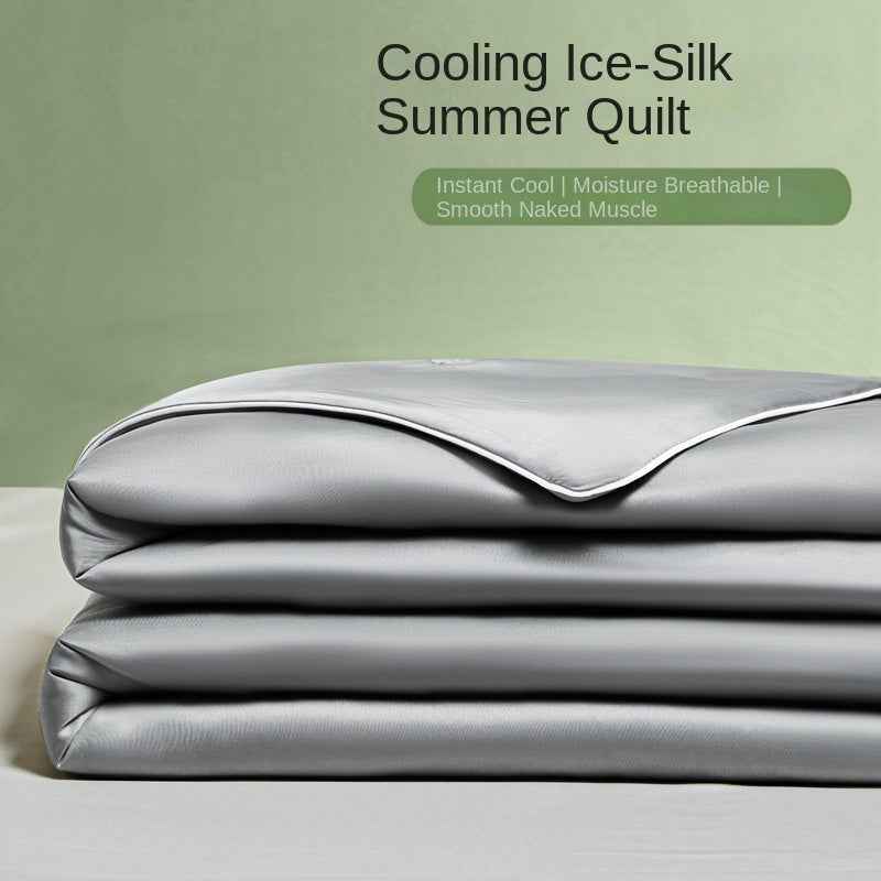 Ice Silk Summer Quilt — Antibacterial Cooling Thin Comforter for Single & Double Beds