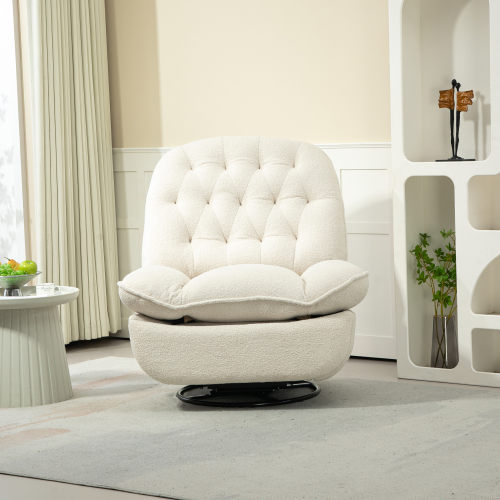 360° Swivel Recliner Adjustable Chair Chenille Glider Swivel Reclining Sofa Chair with Black Metal Round Base - Gray