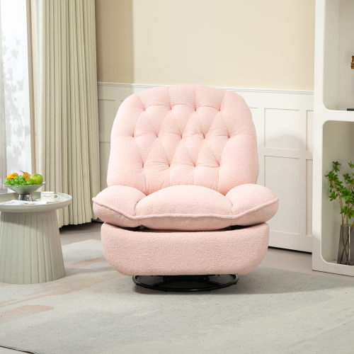 360° Swivel Recliner Adjustable Chair Chenille Glider Swivel Reclining Sofa Chair with Black Metal Round Base - Gray