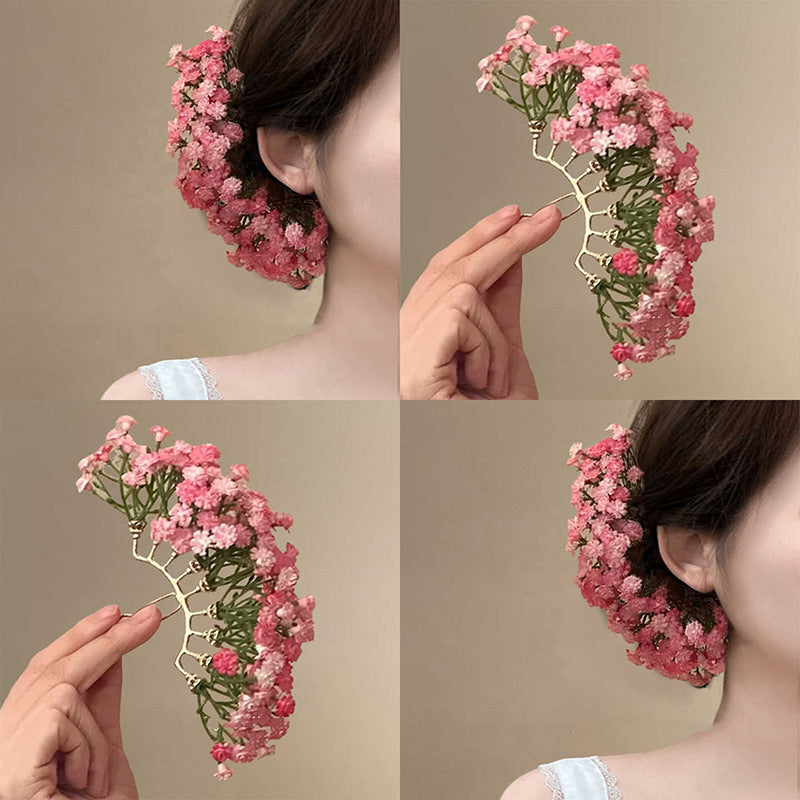 Pink Mist Flower Fairy~Starry Sky Hairpin, Sweet And Elegant Ancient-Style Hairpin, New Chinese-Style Hair Accessory