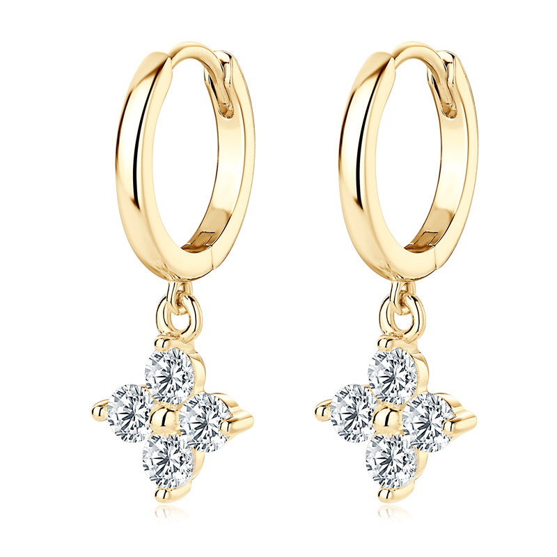 925 Sterling Silver Four-Leaf Clover Moissanite-Style