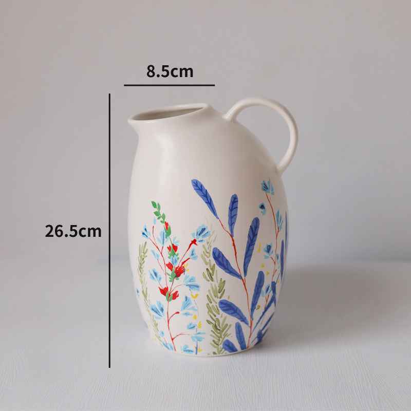 Hand-Painted Ceramic Bud Vase — Decorative Decal Vase for Hydroponics & Home Decor