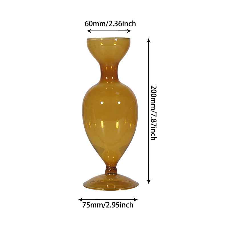 Retro Borosilicate Glass Vase — Aesthetic Flower Vessel for Living Room & Home Decor