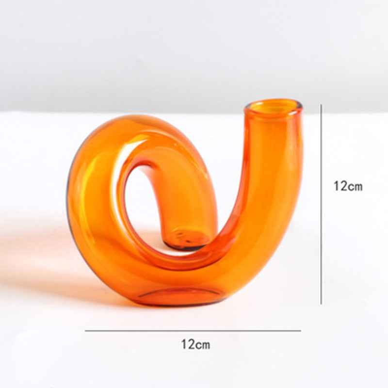 Curved Glass Hydroponics Vase — Artistic Bent Tube Vase for Home Decor & Flower Arrangements