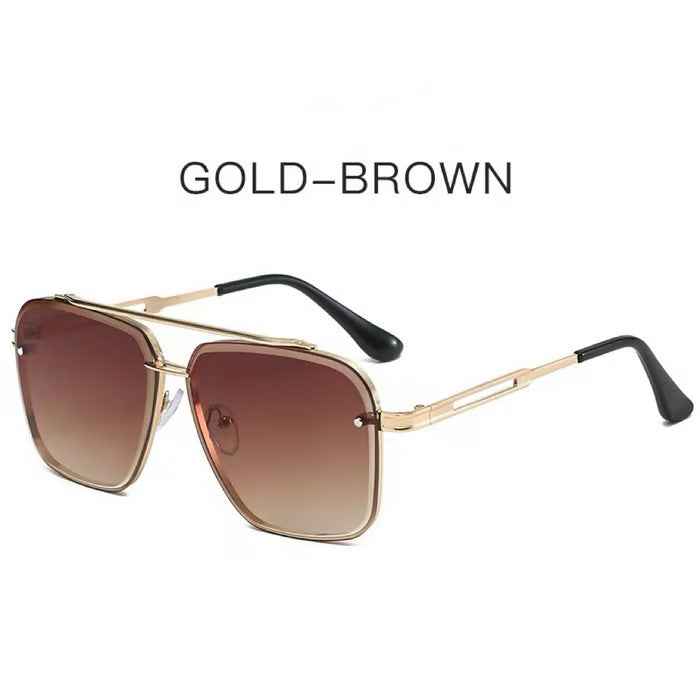 Double-Bridge Metal Square Sunglasses — Unisex Street Style Shades
