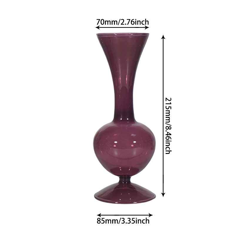 Retro Borosilicate Glass Vase — Aesthetic Flower Vessel for Living Room & Home Decor