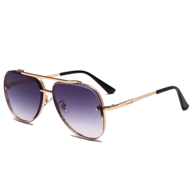 Gradient Lens Retro Metal Sunglasses — Unisex Street Style Shades
