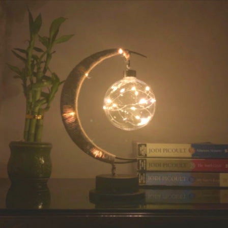 Led Nordic Style Wrought Iron Night Light Retro Hemp Rope Copper Wire Moon Ball Shape Lamp