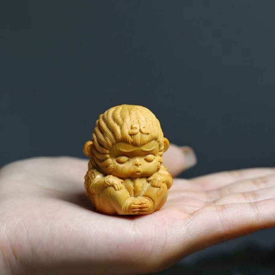 Hand-Carved Thuja Wood Dragon Pendant — Zodiac Dragon Wooden Carving Charm