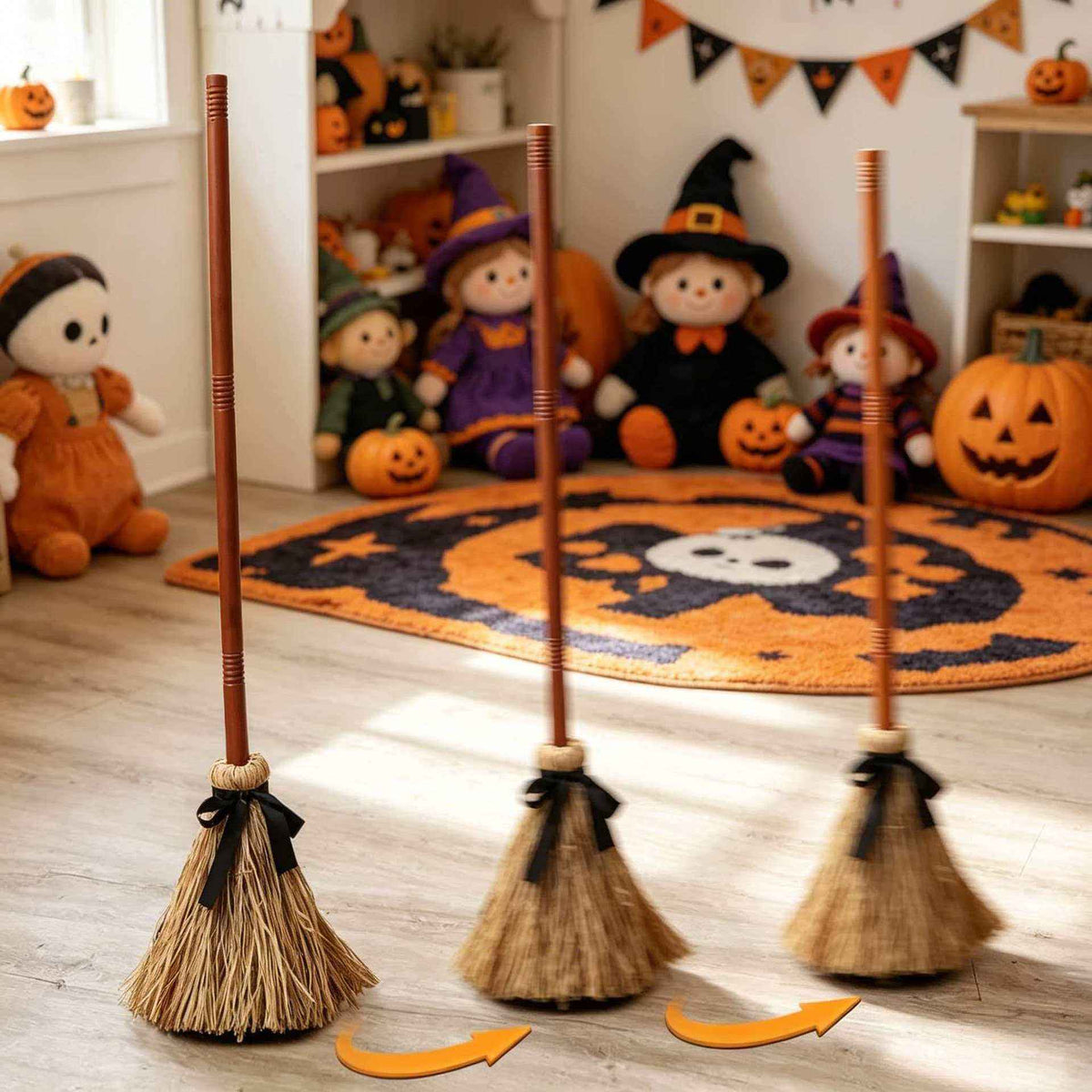 Floating Witch's Broom — Haunted Dancing Broom Halloween Decoration