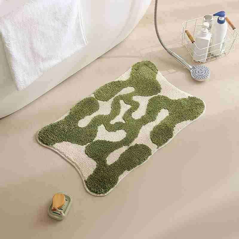Geometric Checkered Flocking Carpet Bedroom Bedside Blanket High-End Bathroom Door Absorbent Quick-Drying Tufted Floor Mat Non-Slip