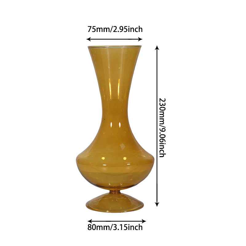 Retro Borosilicate Glass Vase — Aesthetic Flower Vessel for Living Room & Home Decor