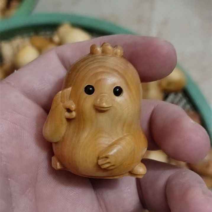 Hand-Carved Thuja Wood Dragon Pendant — Zodiac Dragon Wooden Carving Charm