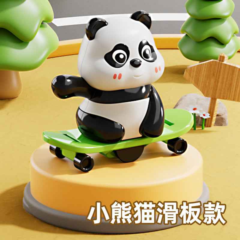 Wind-Up Panda Toy — Skateboarding, Skipping & Spinning Panda Desk Toy for Kids