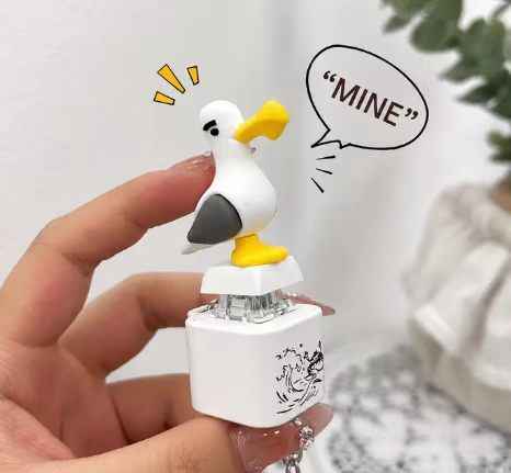 Seagull Button Stress Relief Toy — Light & Sound Fidget Keychain Pendant