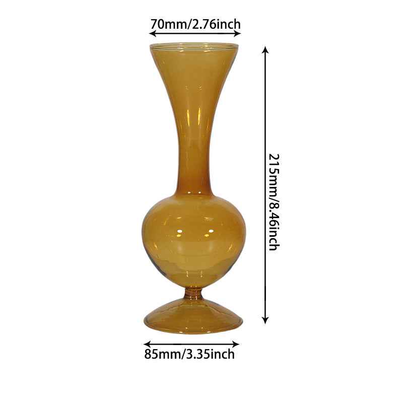 Retro Borosilicate Glass Vase — Aesthetic Flower Vessel for Living Room & Home Decor