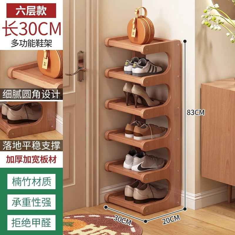 Bamboo Multi-Layer Shoe Rack — Freestanding Wooden Storage Shelf for Entryway & Bedroom
