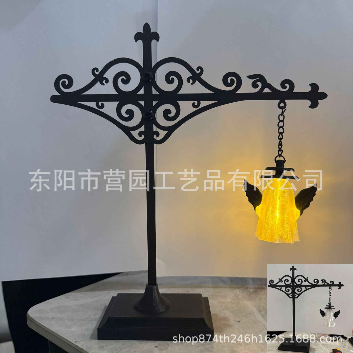 Iron Lantern Bookshelf Light — Vintage Library-Style Wall & Shelf Lamp for Home Decor
