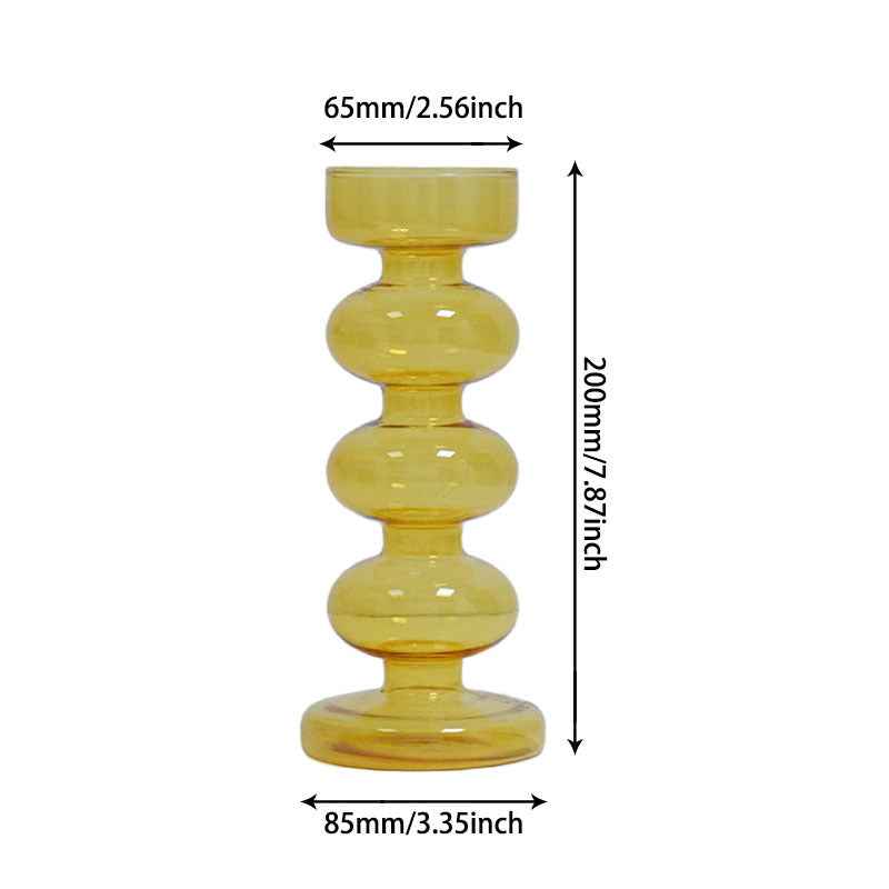 Retro Borosilicate Glass Vase — Aesthetic Flower Vessel for Living Room & Home Decor