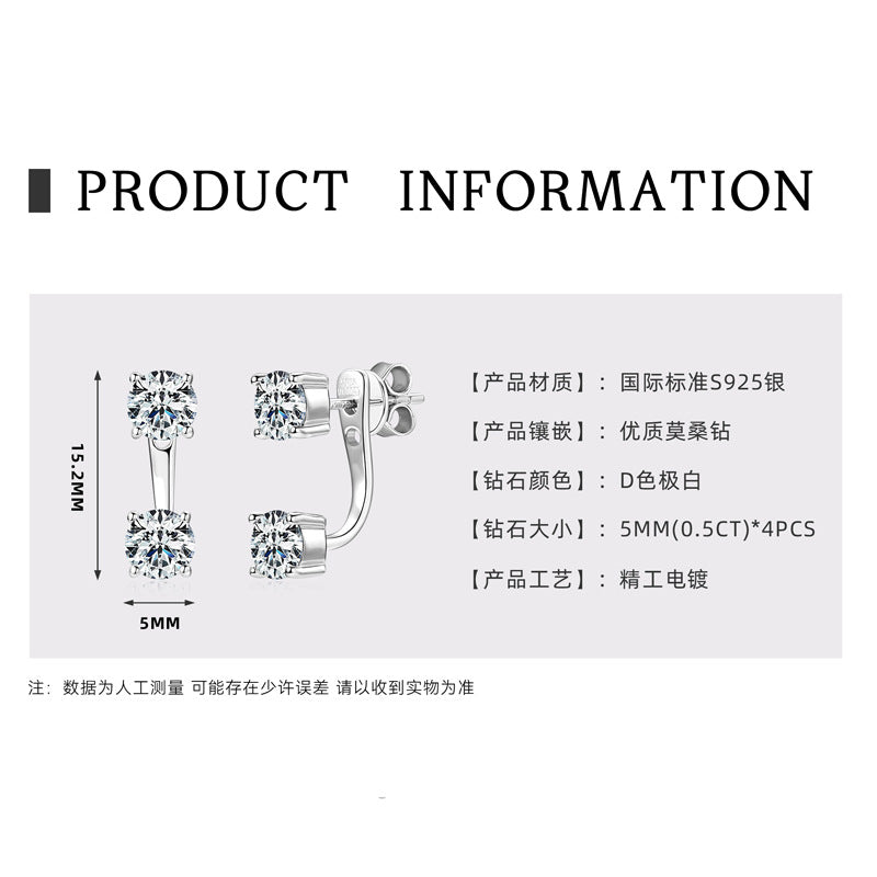 925 Sterling Silver Moissanite-Style Convertible