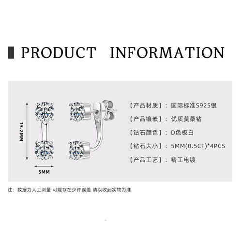 925 Sterling Silver Moissanite-Style Convertible