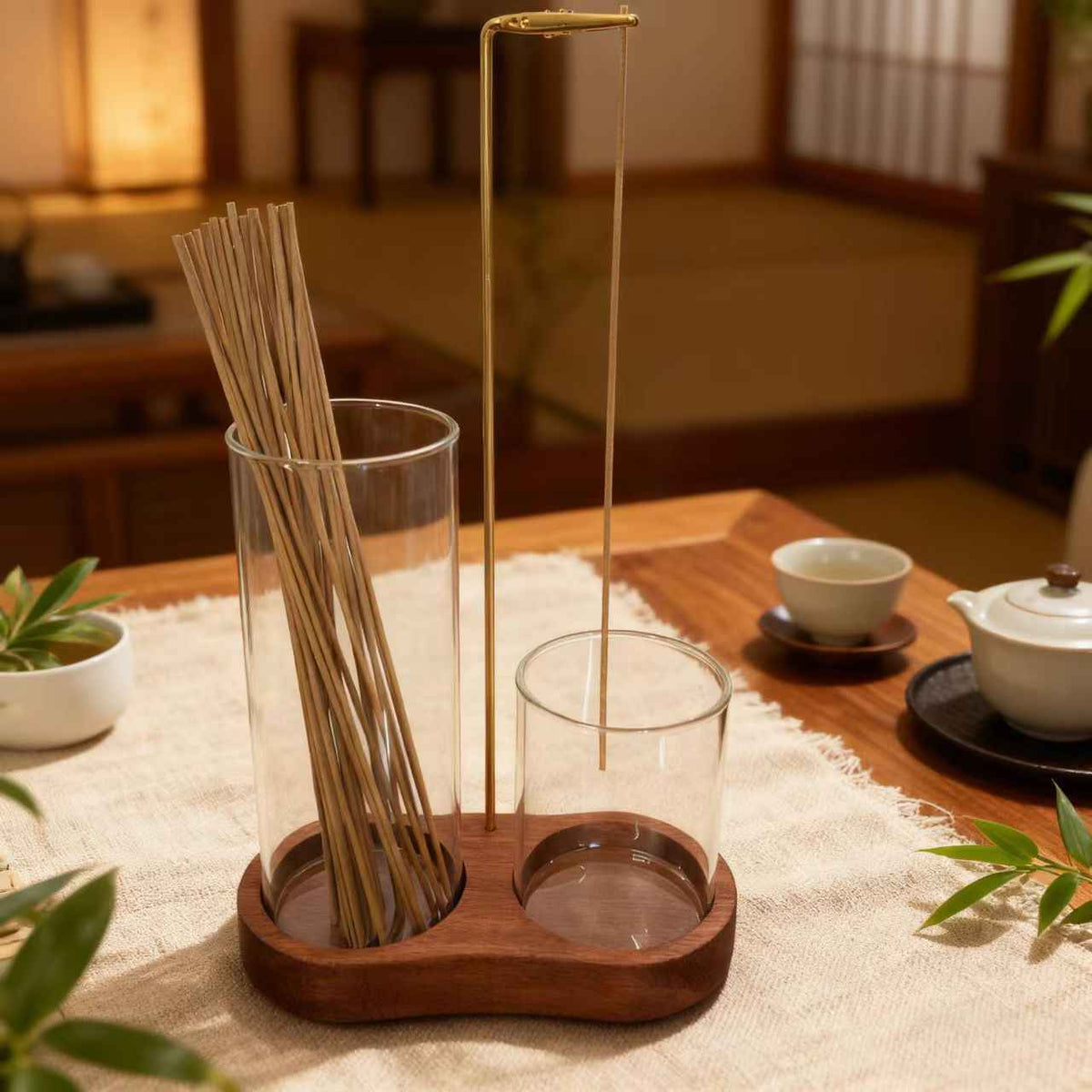 Glass Inverted Incense Burner & Holder — Decorative Desktop Incense Storage Ornament