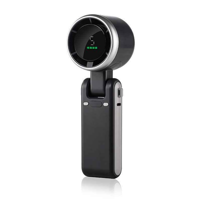 High-Speed Turbo Handheld Fan with Digital Display — Portable Foldable Neck Fan