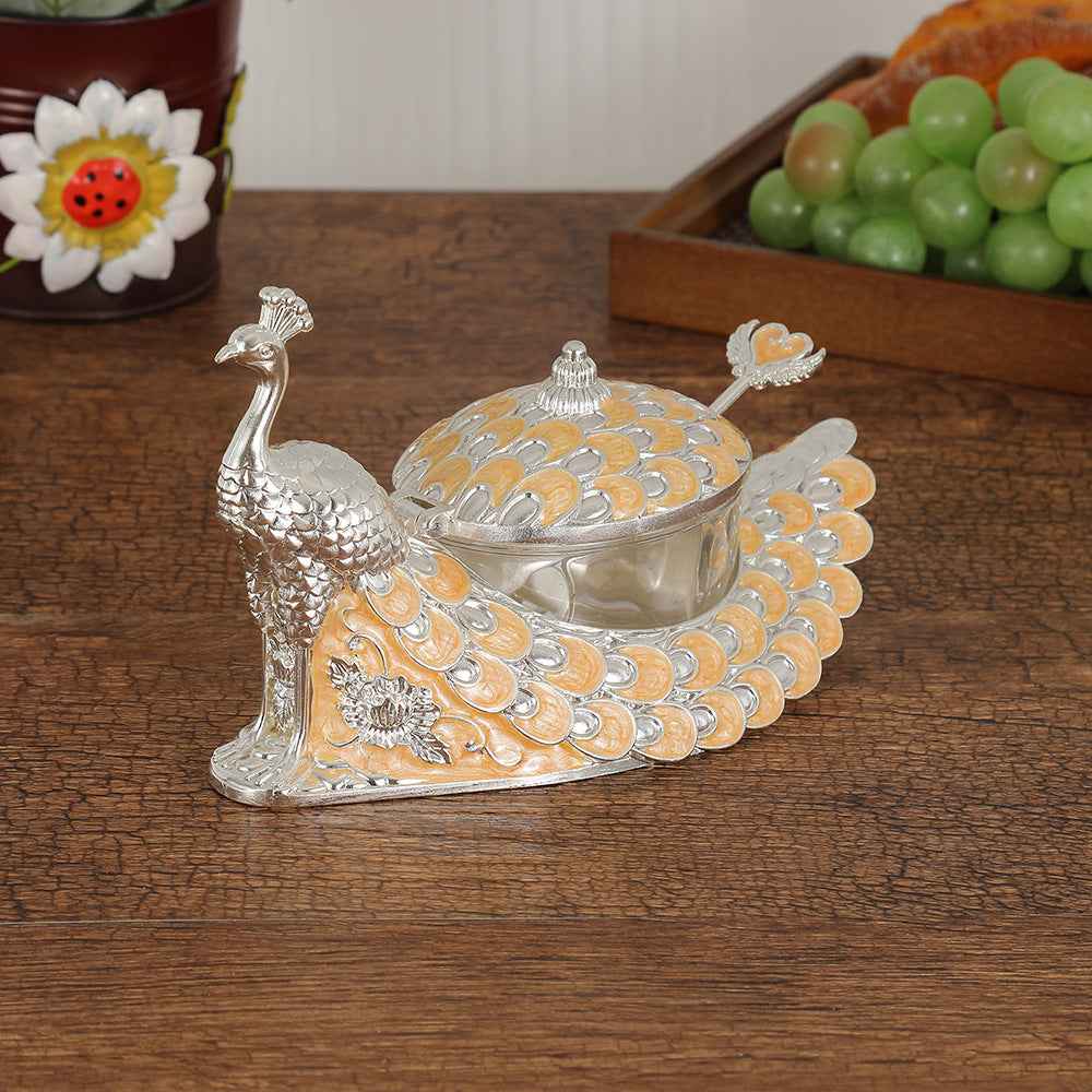 Peacock Alloy Seasoning Jar Set — Moisture-Proof Salt & Spice Container with Lid for Kitchen