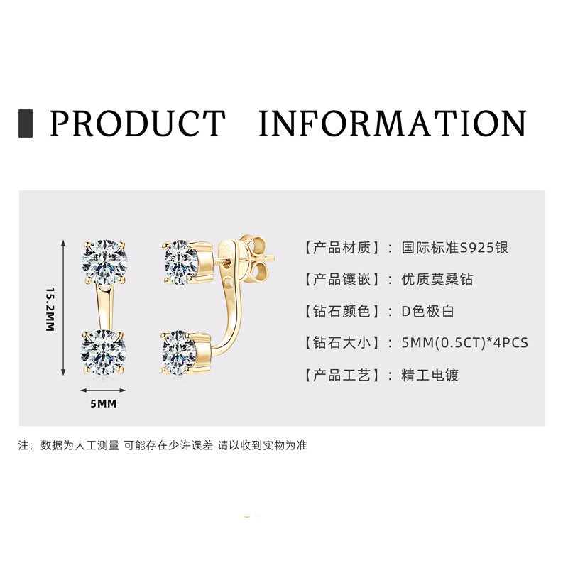925 Sterling Silver Moissanite-Style Convertible
