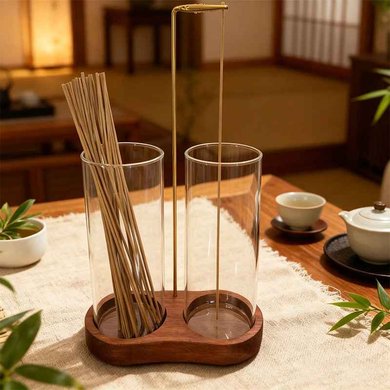Glass Inverted Incense Burner & Holder — Decorative Desktop Incense Storage Ornament